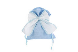 Sacchetto Portacconfetti in cotone azzurro con fiocco