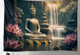 Arazzo Buddha con cascata