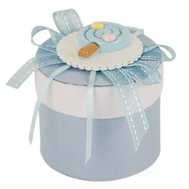 Scatola portaconfetti azzurra con leccalecca