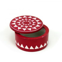 Scatolina tonda mandala rossa