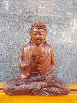 Statua Buddha in legno di Suar altezza 20 cm