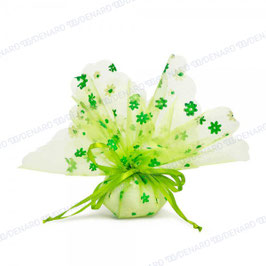 Fazzoletto organza doppio a fiori con tirante verde