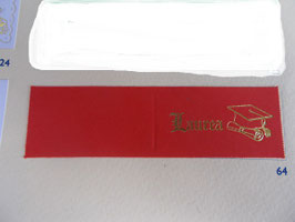 Bigliettino bomboniera laurea rosso con tocco dorato