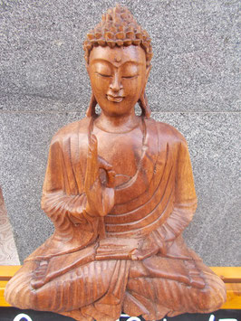 Statua Buddha altezza 50 cm in legno di Suar