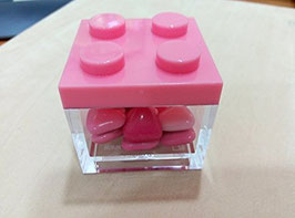 Mattoncino portaconfetti Lego rosa