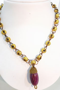 Handmade metall necklace with dragon vein pendant