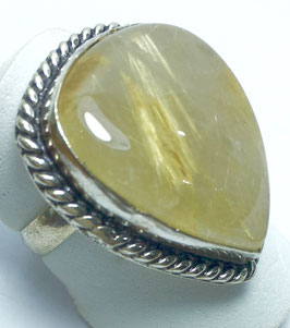 Ring with gold rutile quartz