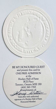 Harry Watson, signed Invitation Hockey Hall of Fame