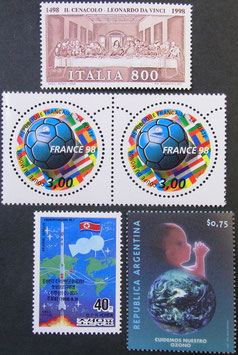 イタリア、フランス、北朝鮮、アルゼンチン切手