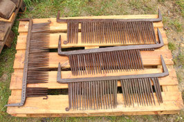 # large hand forged iron combs - one is dated 1820 !