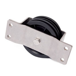 Double Cable Pulley Ø 90 mm for ropes up to Ø 7 mm with plain bearing with stainless steel wall mount