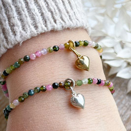 ARMBAND Turmalin Herzli 3D Silber & Gold