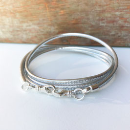 Maskenband 4 in 1 Nappaleder SILVER metallic