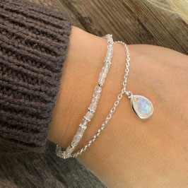 ARMKETTE und /oder ARMBAND Regenbogenmondstein Silber