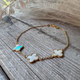 ARMKETTE mit Monogramm-Blumen aus Perlmutt – 18-Karat vergoldet