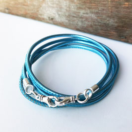 Maskenband 4 in 1 Nappaleder HELLBLAU metallic