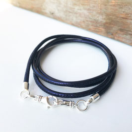 Maskenband 4 in 1 Nappaleder NAVY metallic