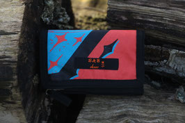 Geldbörse, schwarz/rot, blau, schwarz