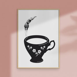 A4 Artprint "Kopfsprung in Teetasse"