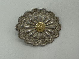 【美品】楕円形金メタル付フラワーコンチョ【横】