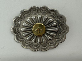 【美品】楕円形金メタル付フラワーコンチョ②【横】