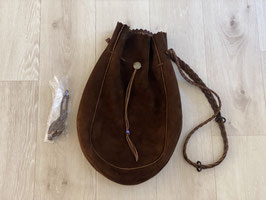 【美品】ディアスキン巾着バックＳ【こげ茶】