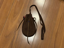 【新品】ディアスキン巾着ポーチバックS【こげ茶】
