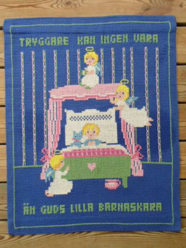 Broderat bonad m. änglar / クロスステッチタペストリー　エンジェル