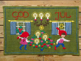 Broderade julvepa "GOD JUL" / 刺繍タペストリー「メリークリスマス」