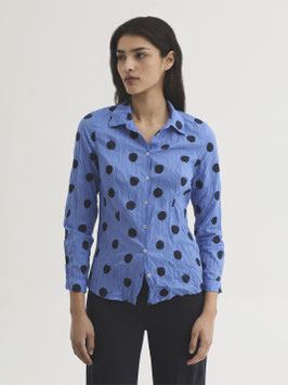 Nice Things Bluse, brush dot print, blau
