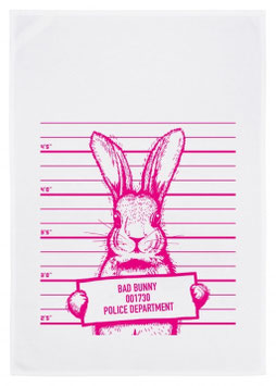 Geschirrtuch weiß "Bad Bunny", pink