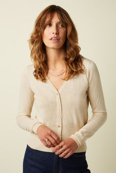 King Louie Strickjacke "V Cocoon", cream