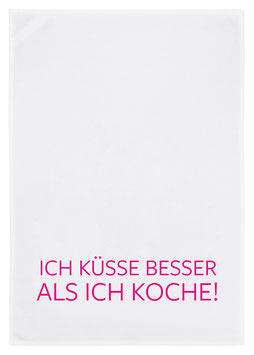 Geschirrtuch schwarz "ICH KÜSSE BESSER ASL ICH KOCHE!", pink