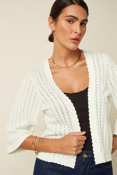 King Louie Strickjacke "Emily Cardi Rocky Ajour", white