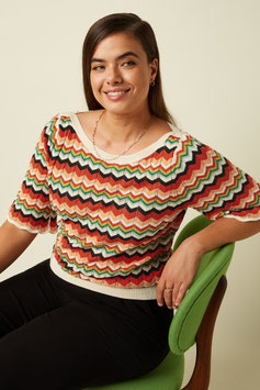 King Louie Kurzarm-Pullover "Ivy Top Le Roy", multi color
