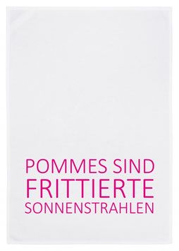Geschirrtuch weiß "POMMES SIND FRITTIERTE SONNENSTRAHLEN", pink