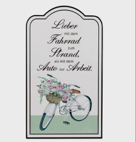 Wanddeko Schild mit Spruch Strand Fahrrad