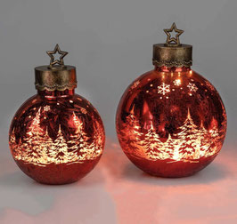 Deko-Kugel 28 o. 33 cm Frosty- Rot LED-Licht Sterne Bäume Weihnachtskugel
