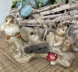 Formano Herbstdeko-Idee Figuren Vogel Igel Eichhörnchen Pilzauf Ast  zauberhaft