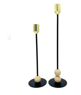 Formano 2er Set Kerzenhalter Metall schwarz gold