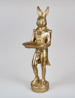 Formano Osterhase mit Tablett Dekofigur Hase Ostern antik gold oder silber Oster-Deko-Edel