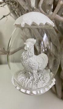 Oster-Ei-Glas mit Füllung Huhn und Vogel Glas-Deko-Ostern 2er Set