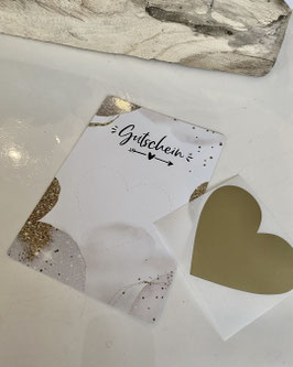 Rubbel Gutschein zum selber gestalten Geschenk auf den Gutschein schreiben und Herz aufkleben