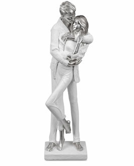 Denkfigur Paar umarmend 46cm weiß silber Formano Liebespaar