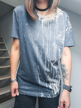 Handmade Bleached T-Shirt - Grey drip