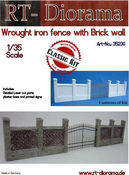 Wrought iron fence with Brickwall