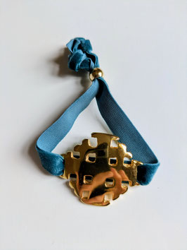 Jerusalem cross - gold plated / petrol