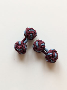 Silk knots aubergine / light blue