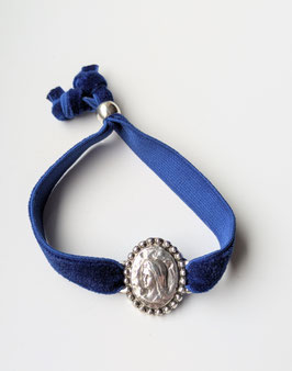 Madonna face oval - silver plated / dark blue