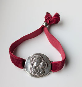 Madonna con Jesus - silver plated / red